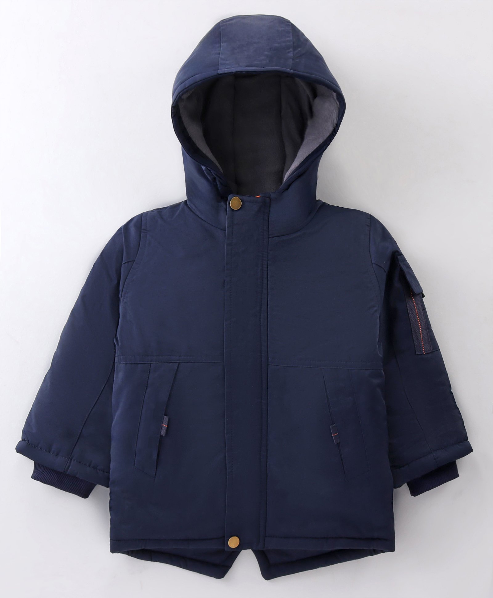 Kookie Kids Full Sleeves Solid Color Winter Jacket - Navy Blue-image-15