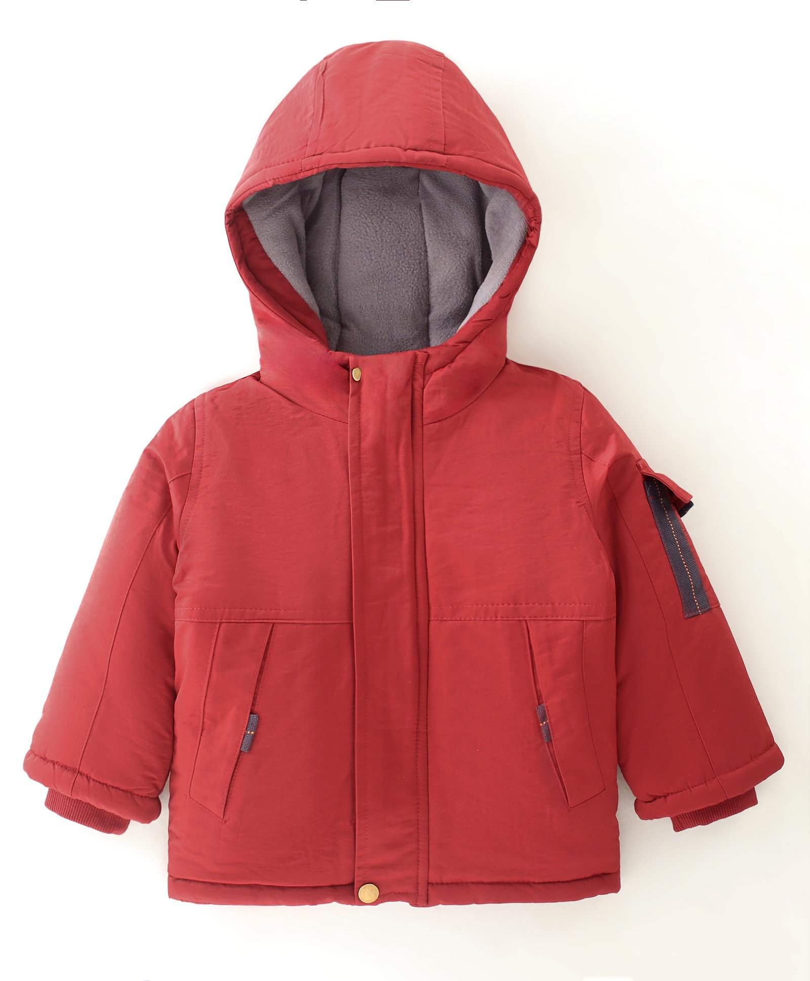Kookie Kids Full Sleeves Solid Color Winter Jacket- Red-image-16