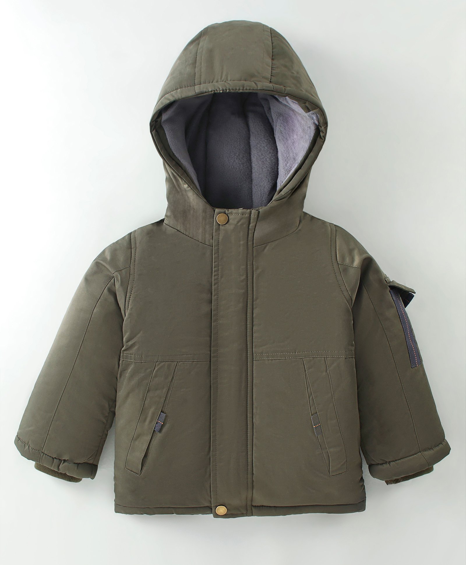 Kookie Kids Full Sleeves Solid Color Winter Jacket- Light Green-image-16