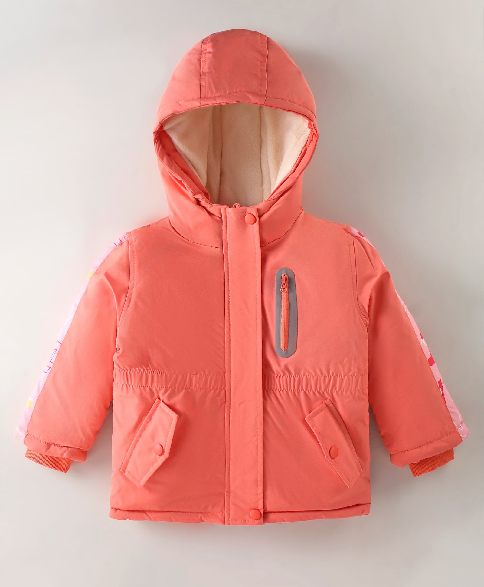 Kookie Kids Full Sleeves Hooded Solid Coloured Padded Jacket - Orange-picture-15