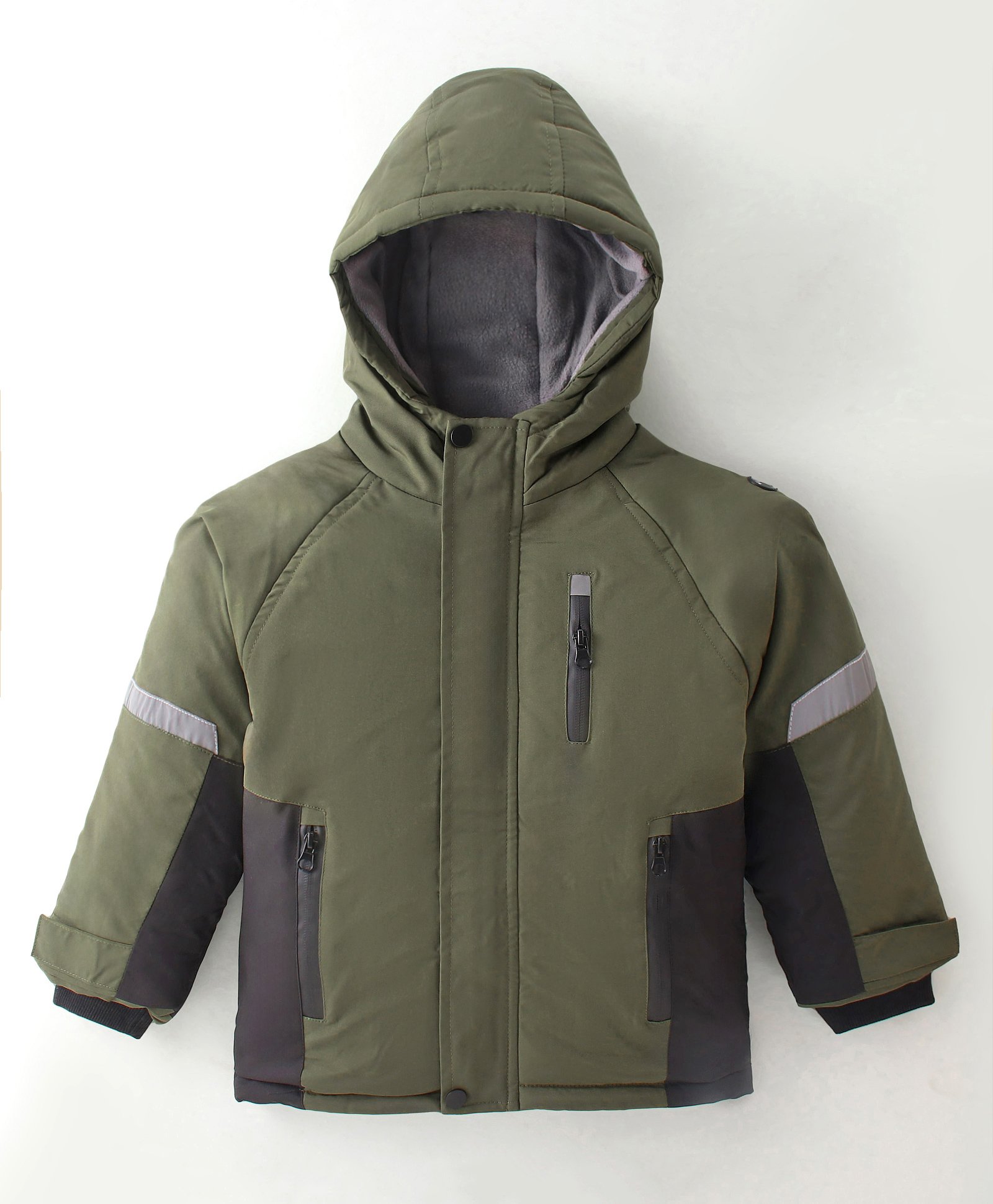 Kookie Kids Full Sleeves Solid Color Hooded Winter Jacket - Green-image-20