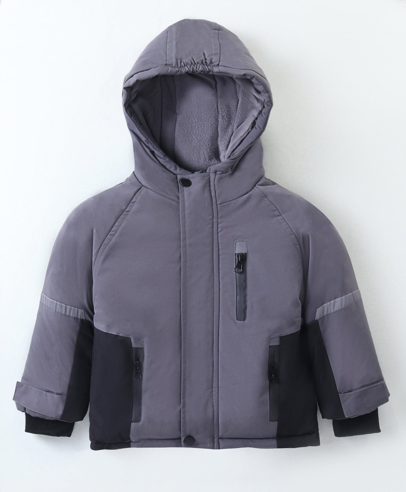 Kookie Kids Full Sleeves Hooded Solid Winter Jacket - Grey-image-41
