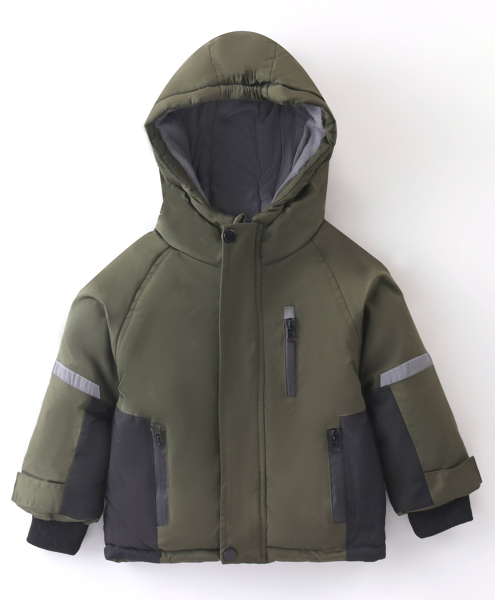 Kookie Kids Full Sleeves Hooded Solid Winter Jacket - Green-image-14