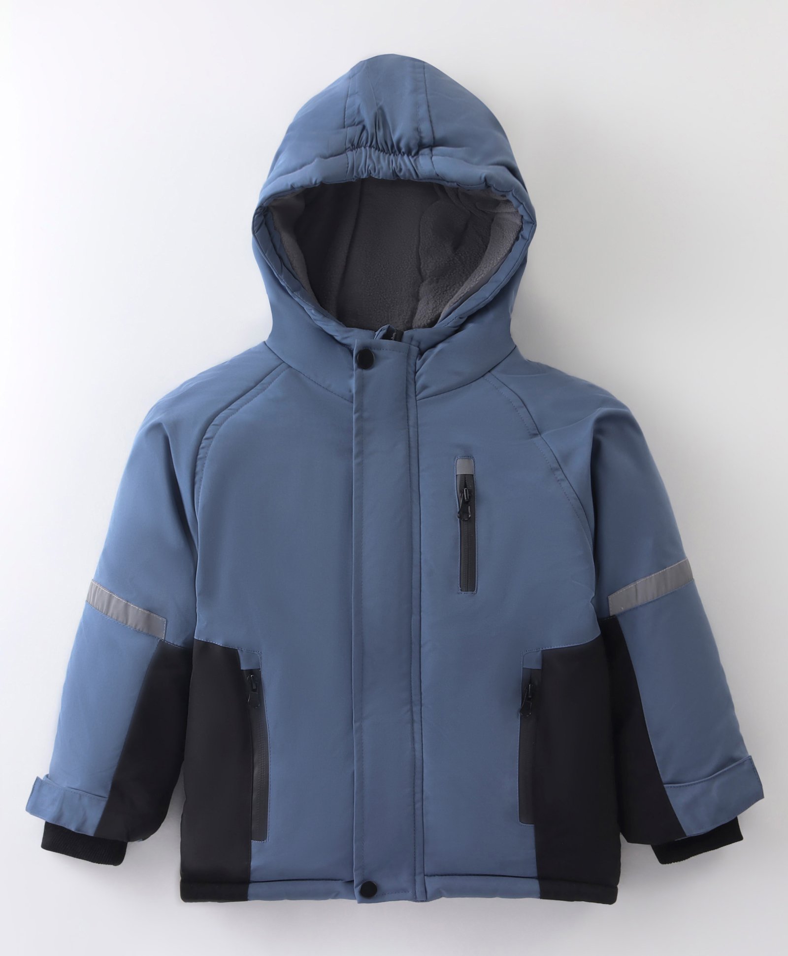 Kookie Kids Full Sleeves Hooded Solid Winter Jacket  - Blue-image-41