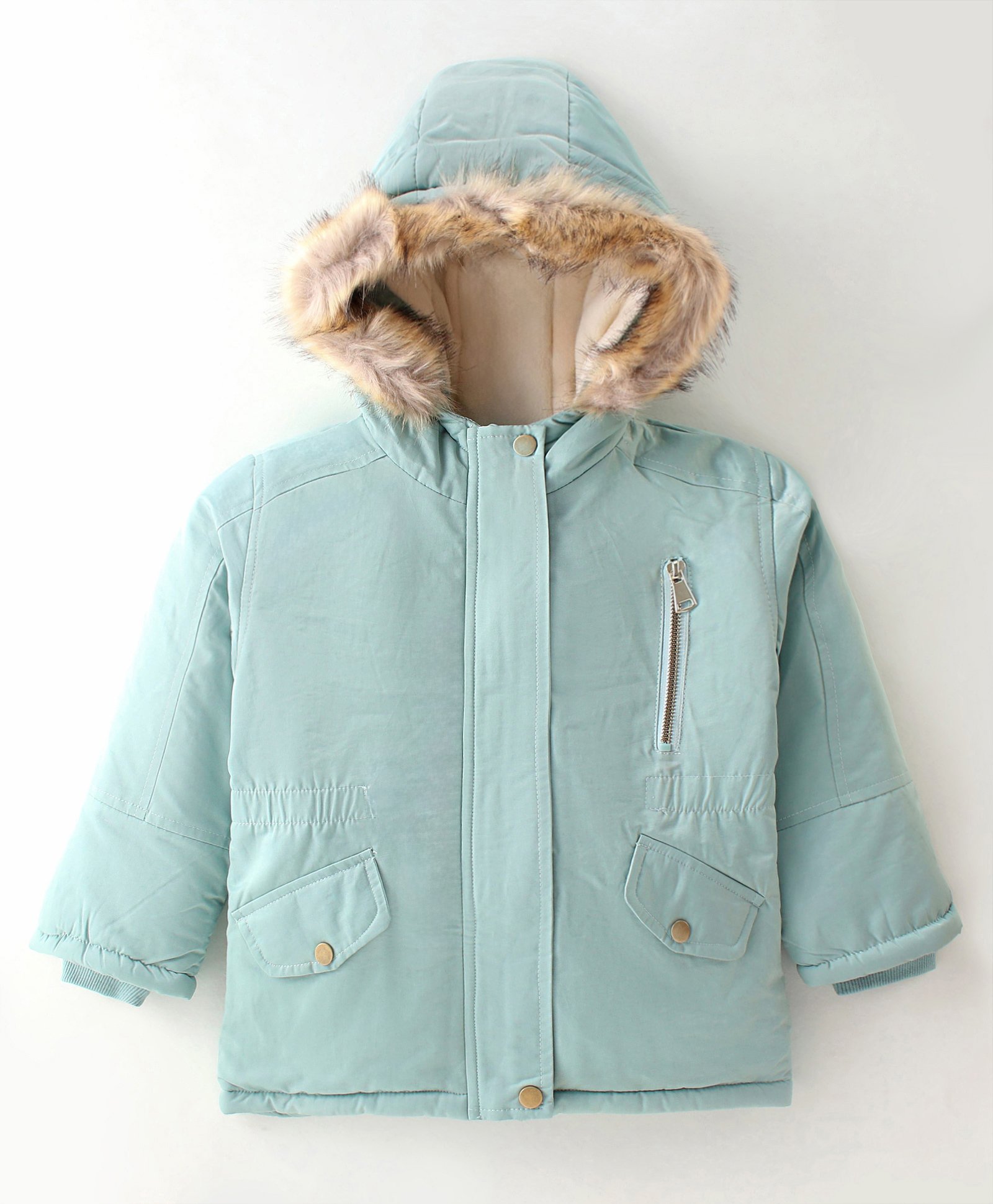 Kookie Kids Full Sleeves Padded Hooded Solid Colour Jacket - Blue-picture-15