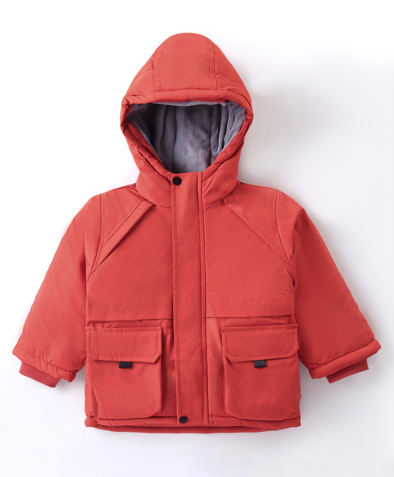 Kookie Kids Full Sleeves Hooded Solid Winter Jacket - Orange-picture-24
