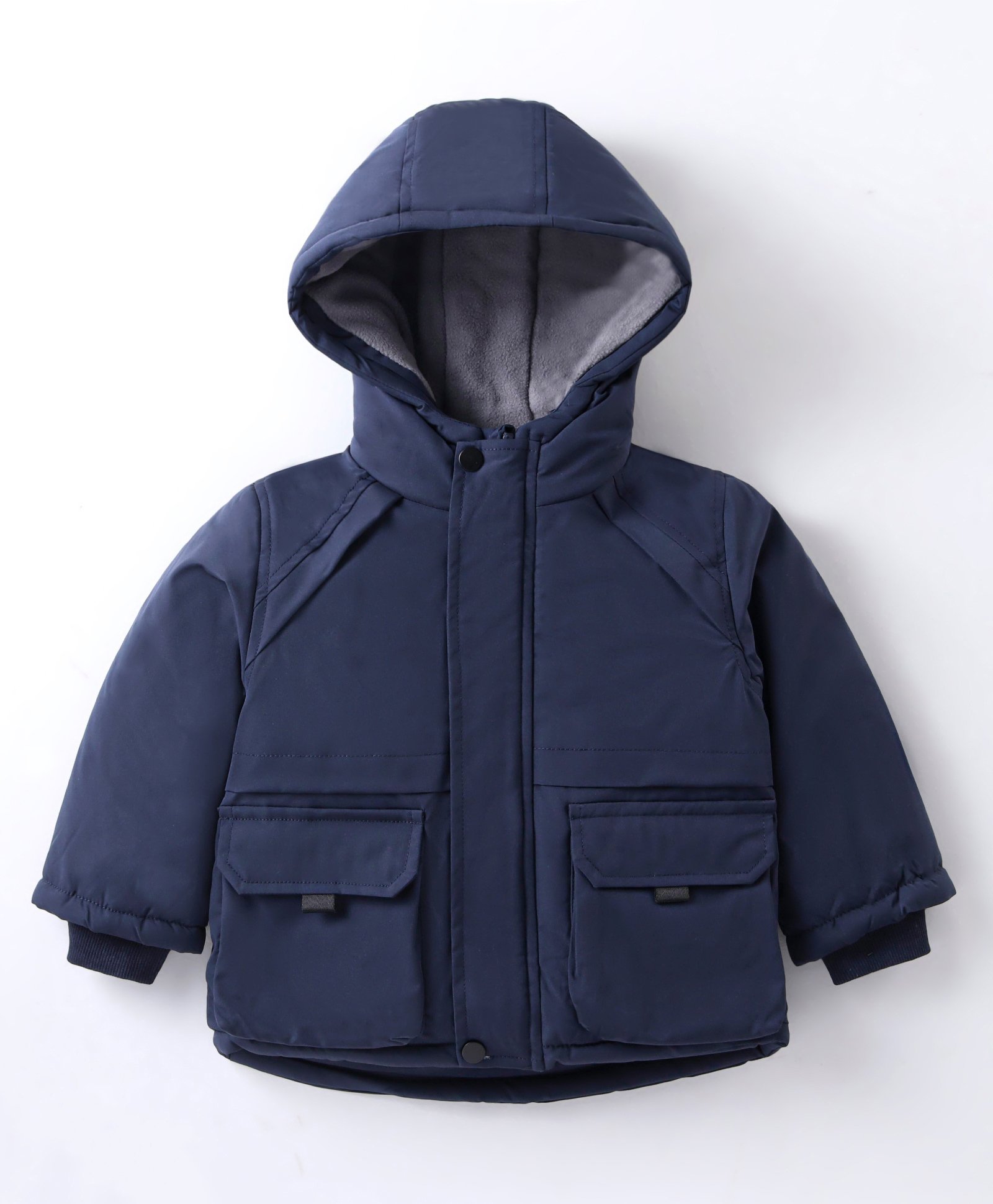 Kookie Kids Full Sleeves Solid Color Hooded Jacket - Navy Blue-image-41