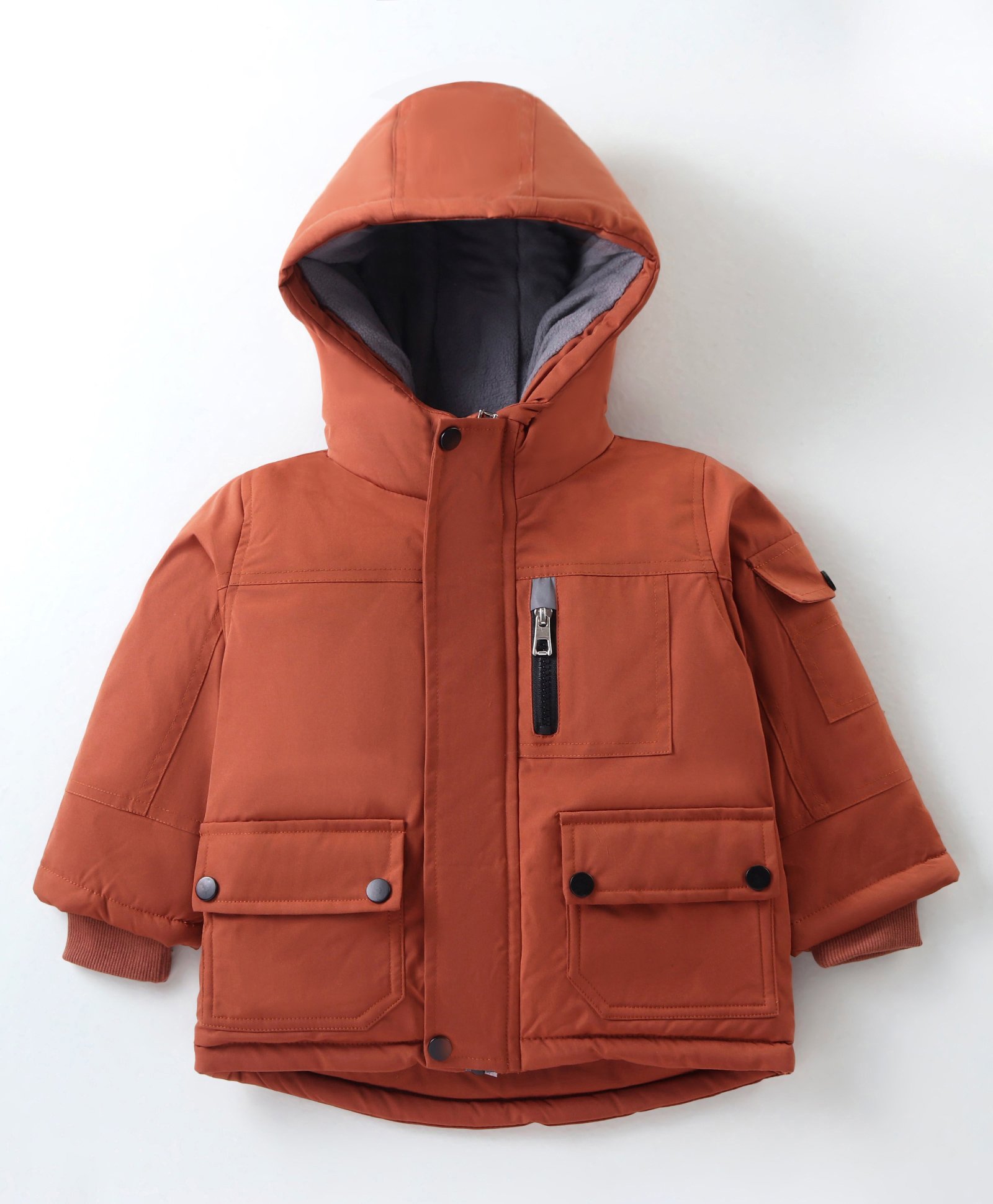 Kookie Kids Full Sleeves Hooded Solid Jacket - Orange-image-49
