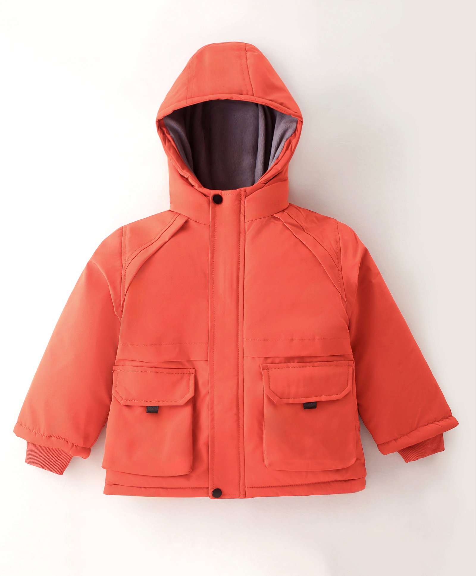 Kookie Kids Full Sleeves Solid color Hooded Jacket - Orange-picture-12