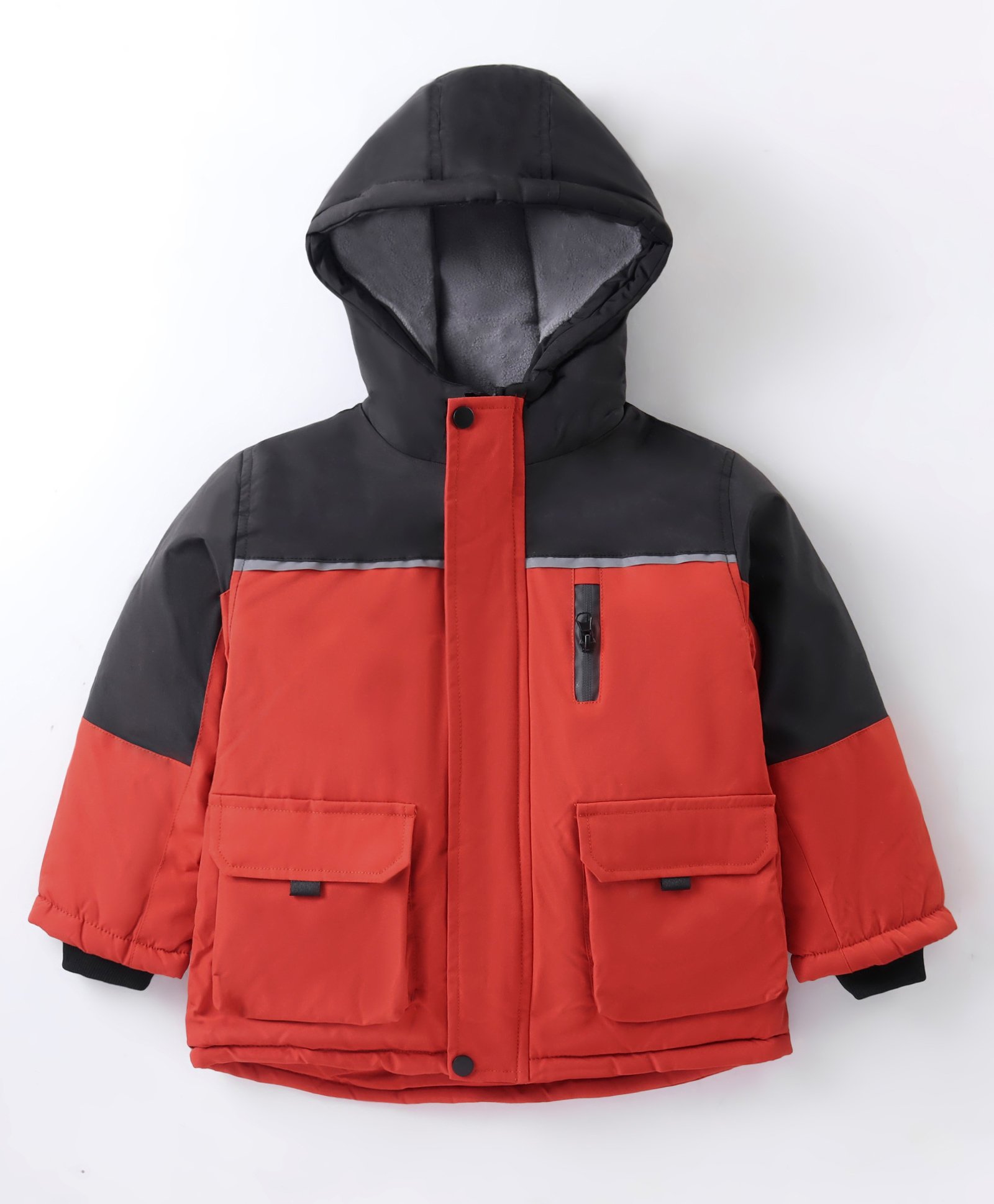 Kookie Kids Full Sleeves Solid Color Hooded Jacket - Dark Orange-image-44
