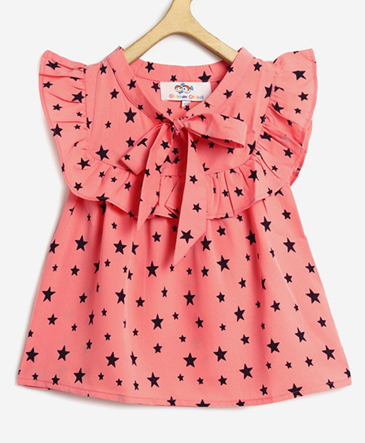 Chuppan Chupai Frill Sleeves Stars Printed Top - Pink-picture-23
