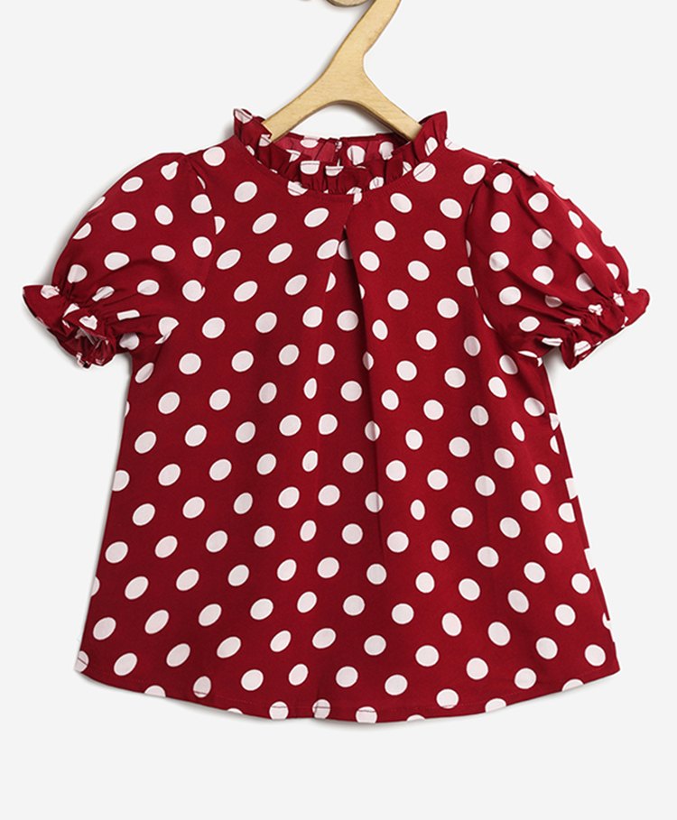 Chuppan Chupai Half Sleeves Polka Dots Printed Top -Maroon-picture-14