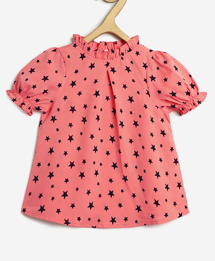 Chuppan Chupai Half Sleeves Stars Printed Top - Pink-picture-24