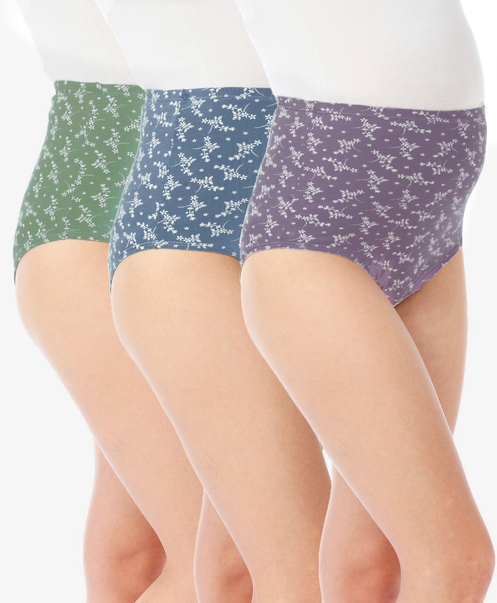 Bella Mama Cotton Elastane High Coverage Floral Printed Panty Pack of 3 (Color May Vary)-picture-27