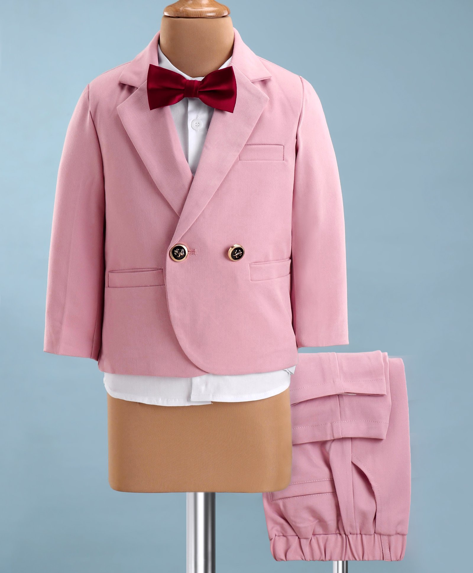 Kookie Kids Full Sleeves Party Suit with Bow - Pink-picture-15