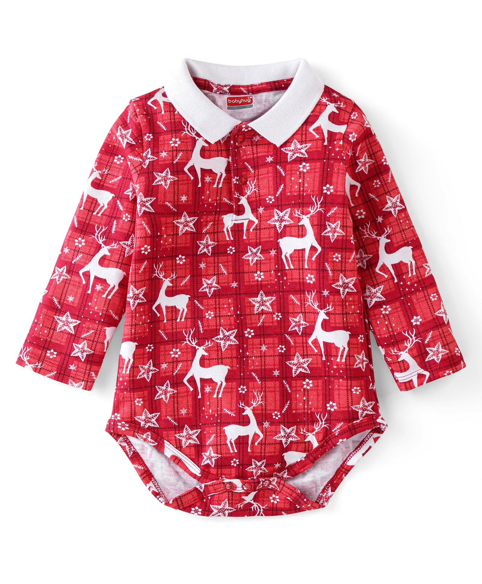 Babyhug 100% Cotton Knit Full Sleeves Onesie with Christmas Theme - Red-picture-38