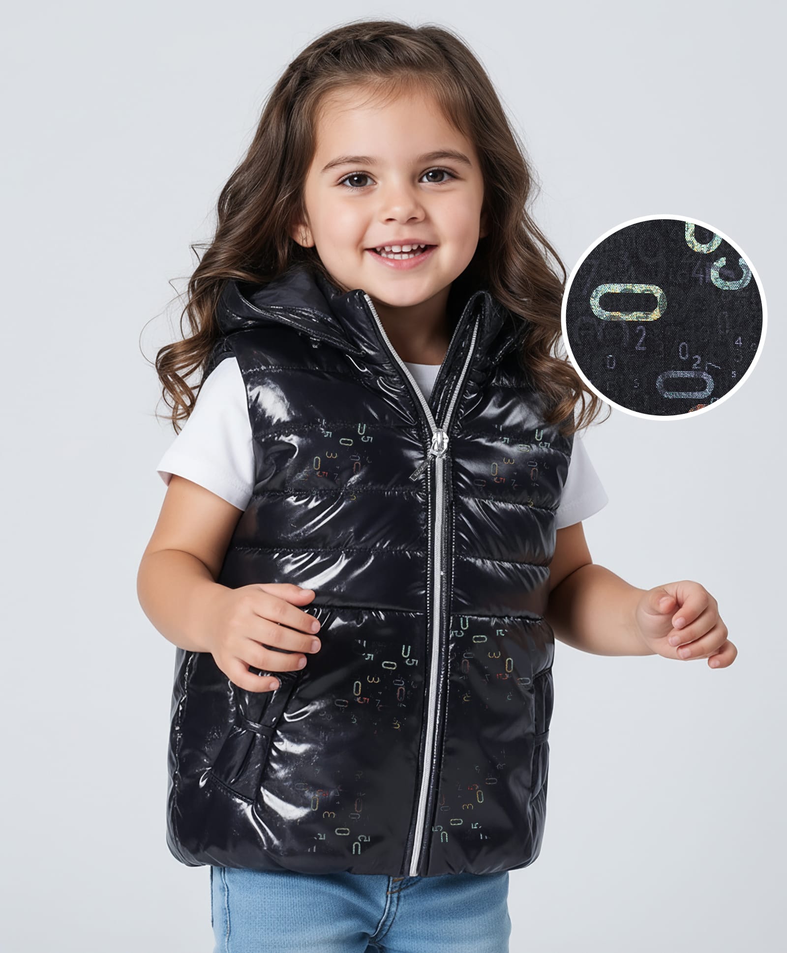 Babyhug Woven Sleeveless Padded  Jacket with Quilted Design & Detachable Hood - Navy-picture-12