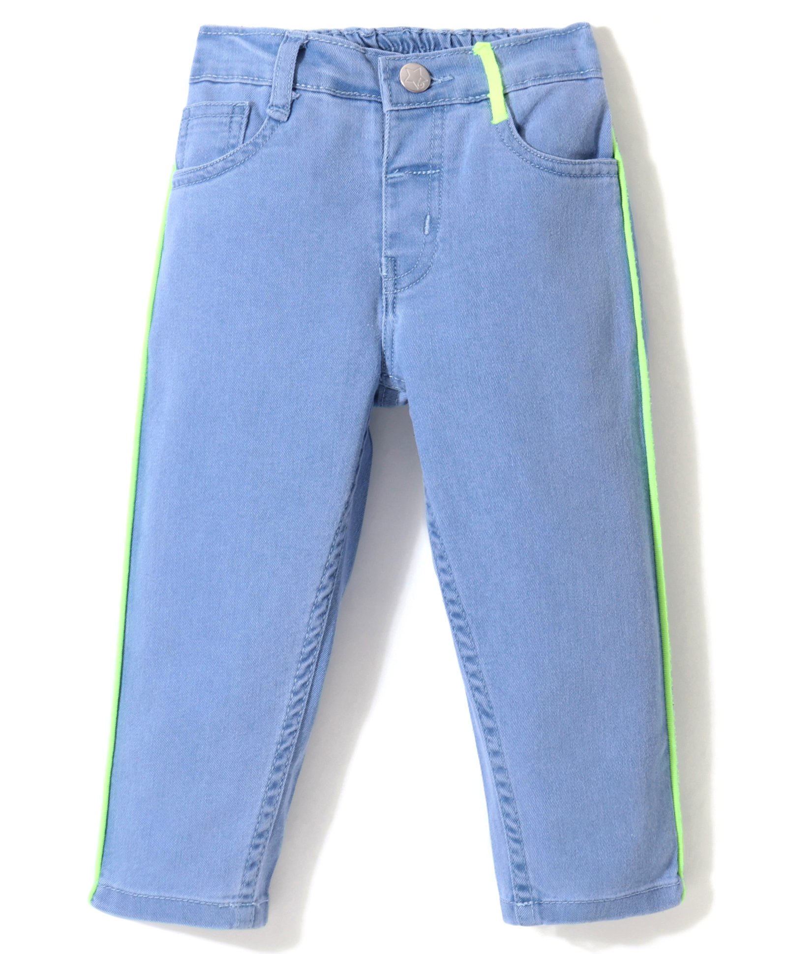Babyhug Denim Full Length Washed Stretchable Jeans Solid Color - Blue-picture-16