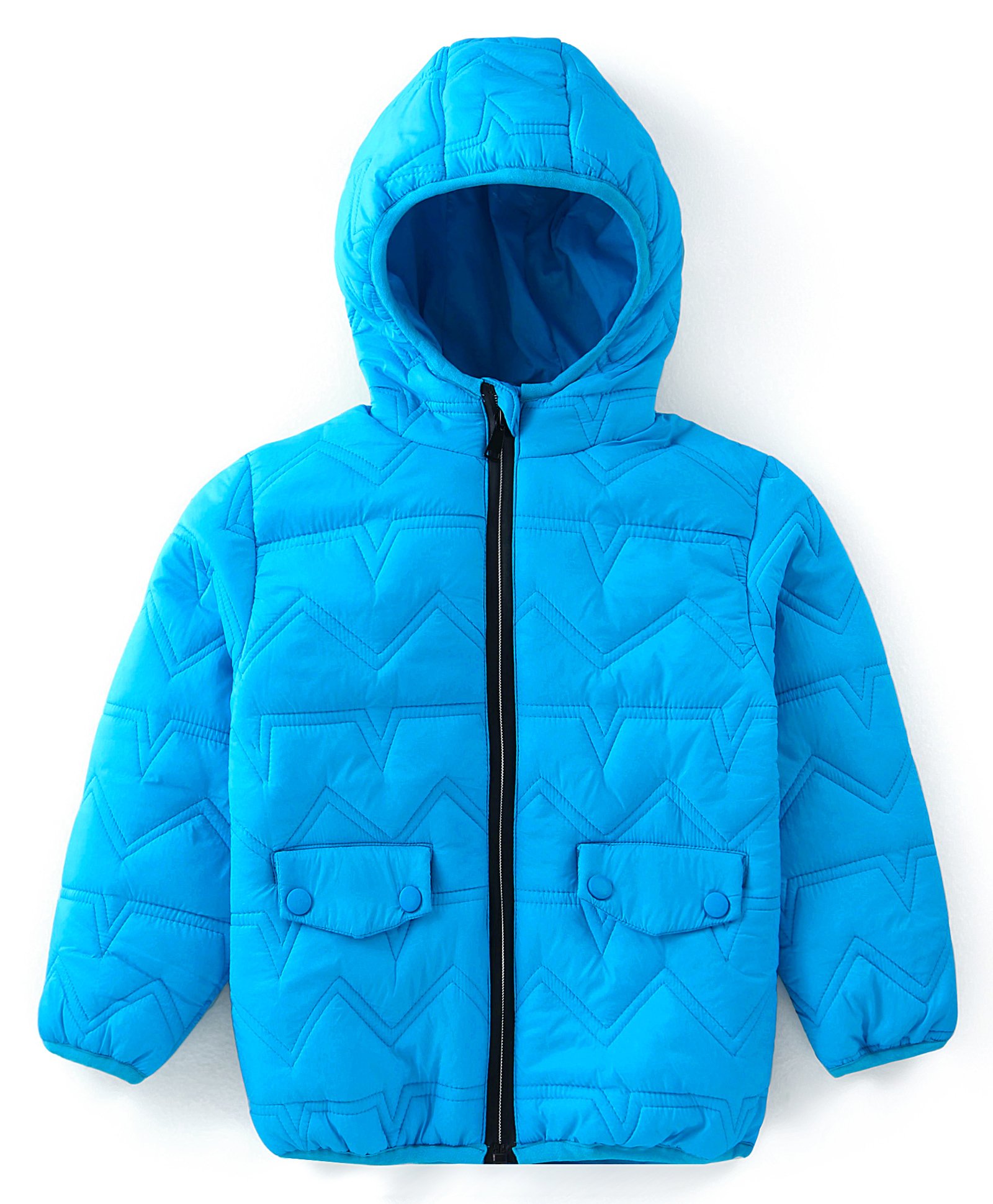 Babyhug Woven Full Sleeves Padded Hooded Jacket with Quilted Design & Solid Colour - Sky Blue-picture-37