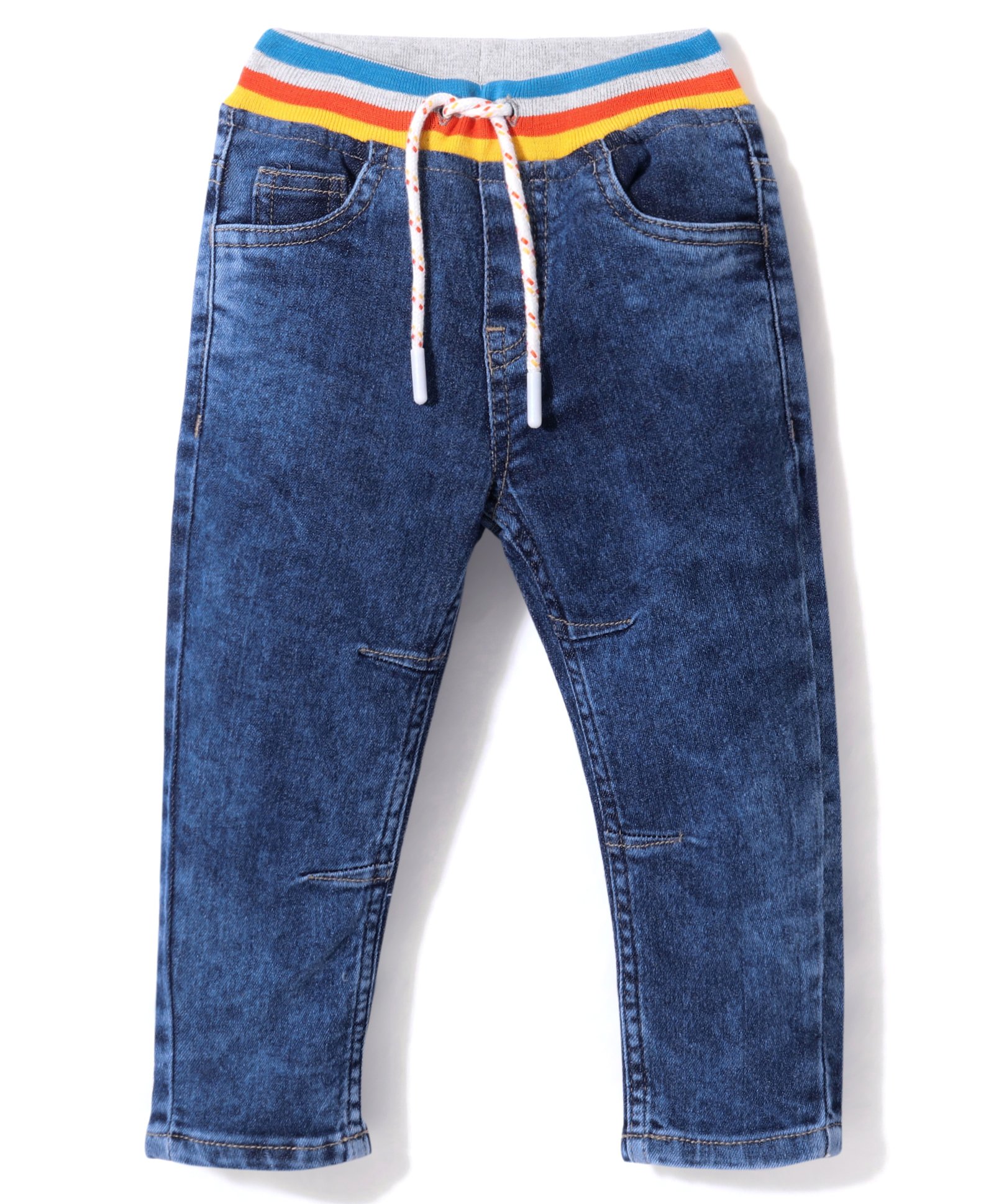 Babyhug Full Length Denim Washed Stretchable Jeans - Blue-picture-23