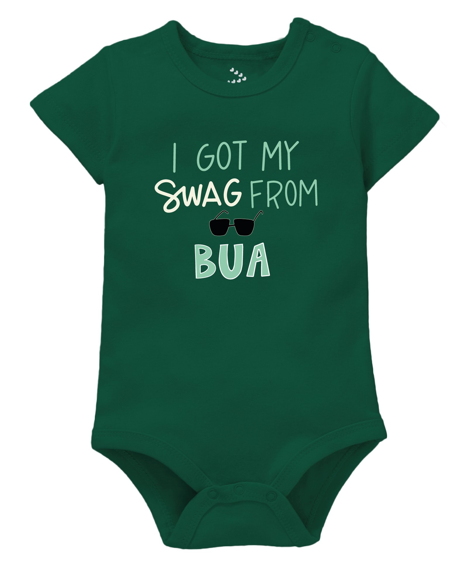 Zeezeezoo Cotton Half Sleeves Swag From My Bua Text Printed Onesie - Forest Green-picture-34