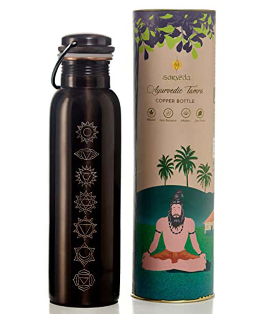 Sarveda 7 Chakras Vintage Copper Bottle With Handle - 950 ml-picture-18