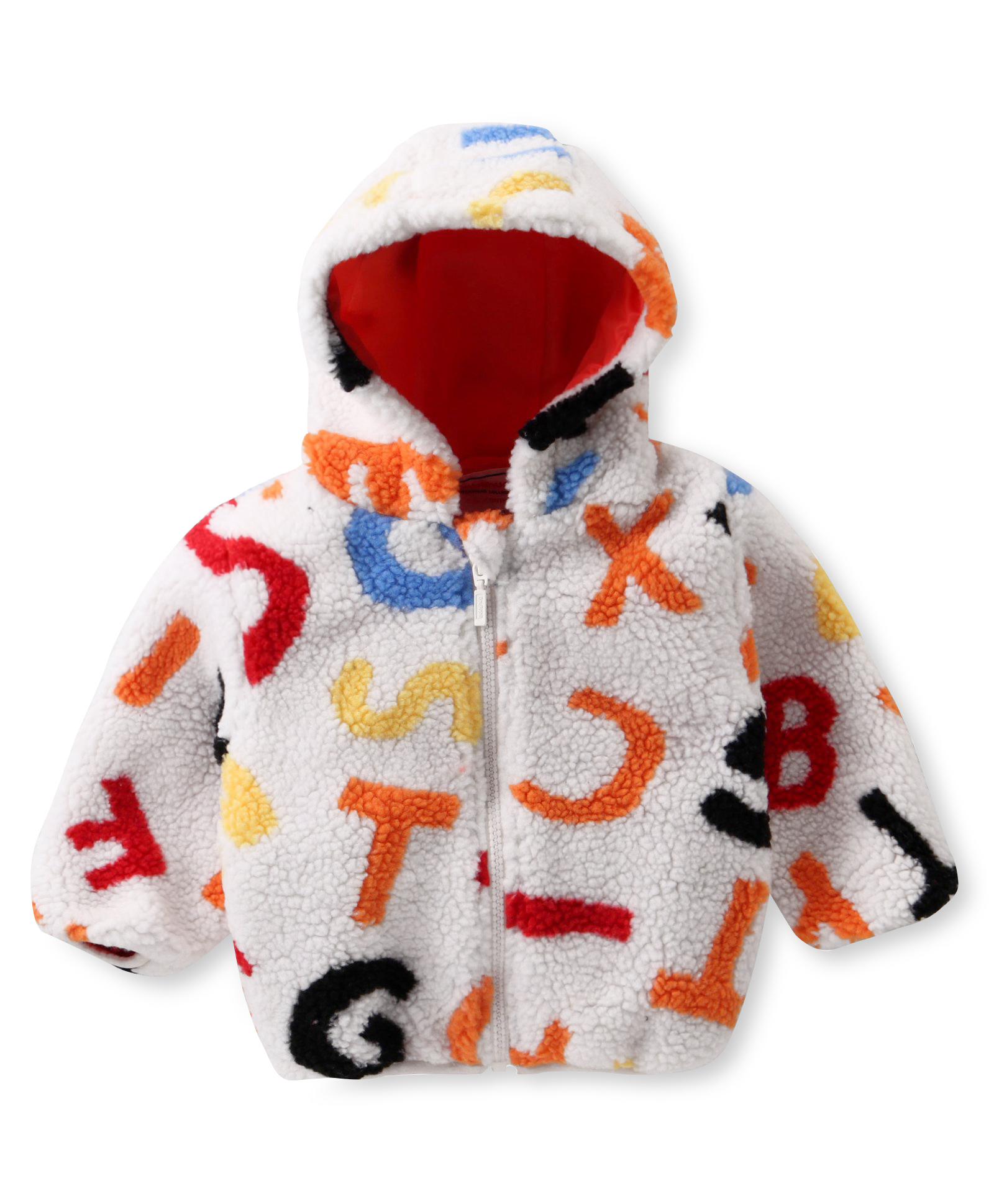 Babyhug Fur Woven Full Sleeves Hooded Winter Jacket With Alphabets Design - White-picture-27