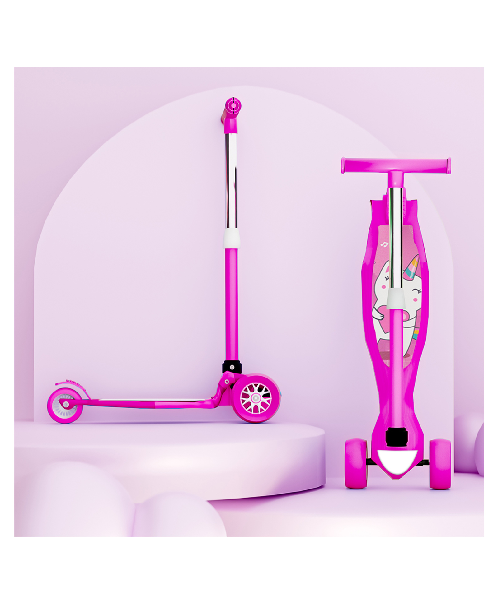 Little Olive Tikes 4 Level Height Adjustable Kids Scooter With Extra Wide Brakes - Pink