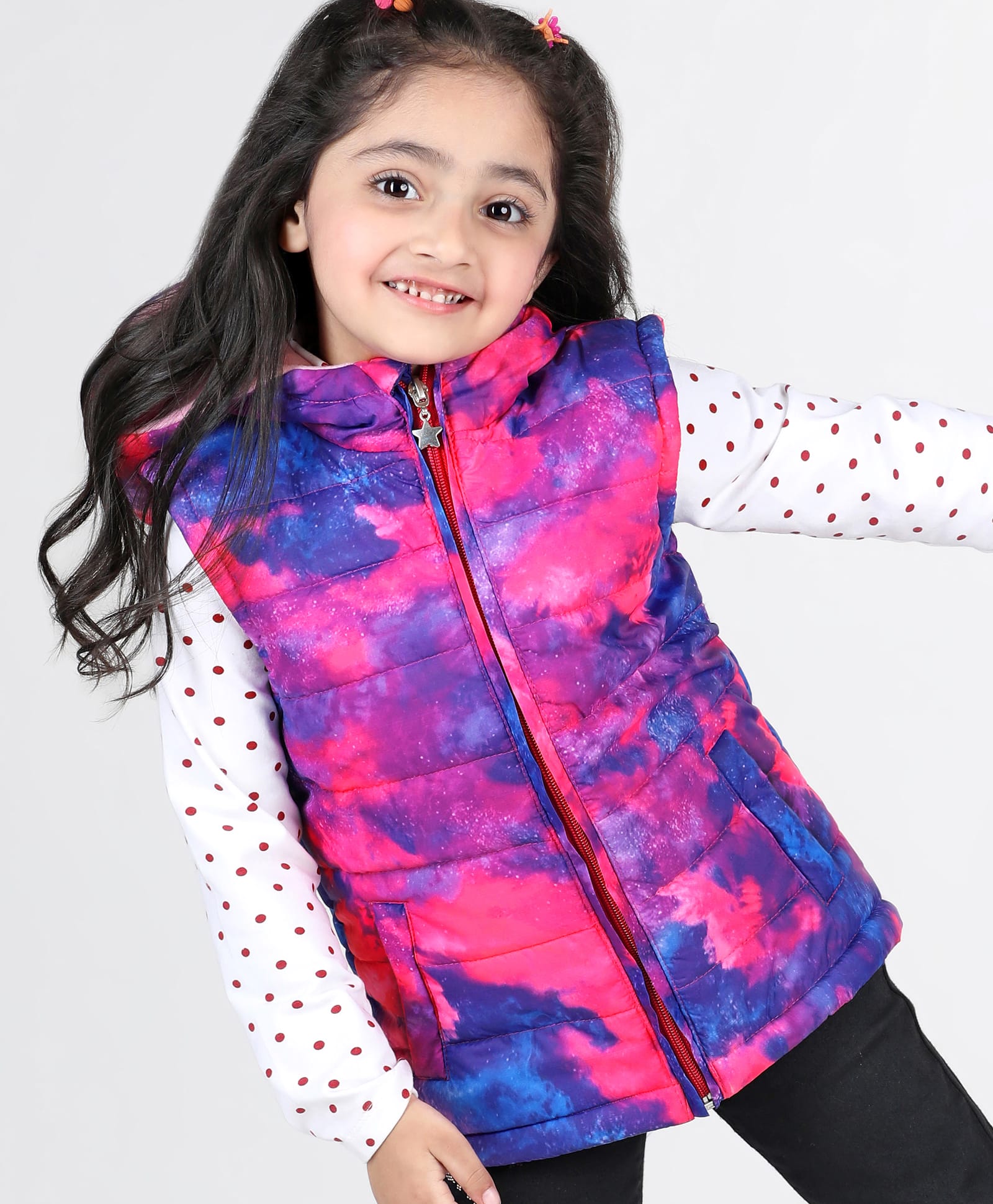 Babyhug Sleeveless Tie & Dye Padded Hooded Jacket - Pink-image-26