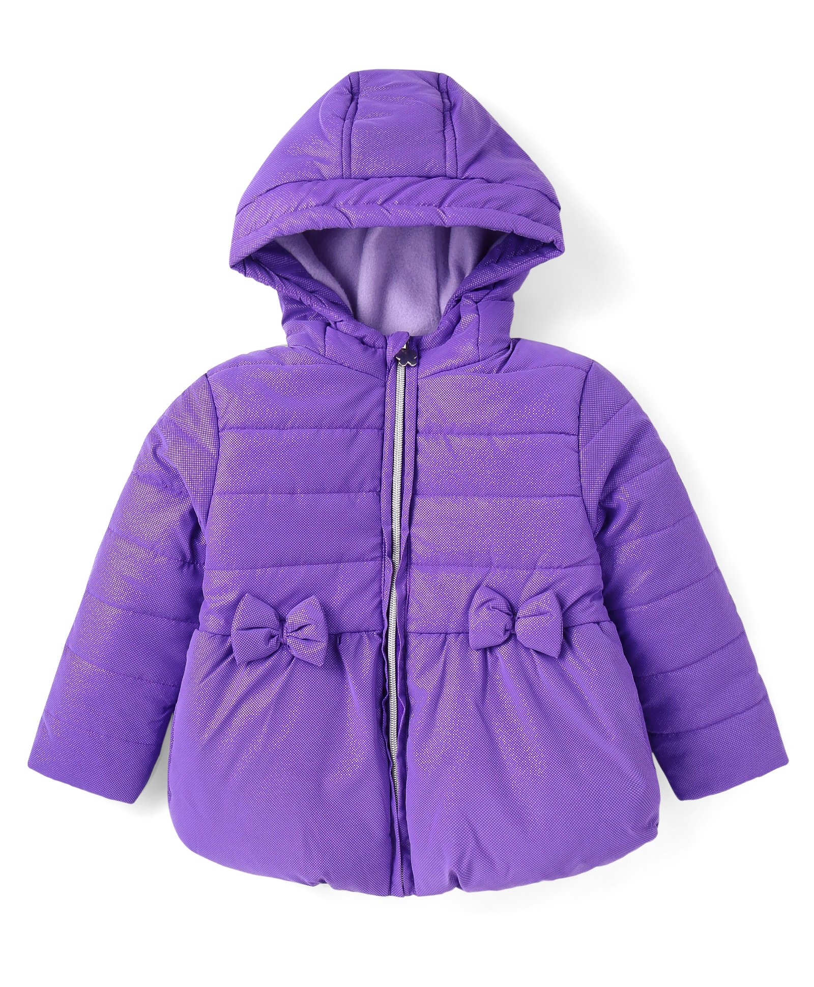 Babyhug Woven Full Sleeves Solid Colour Padded Hooded Jacket - Purple