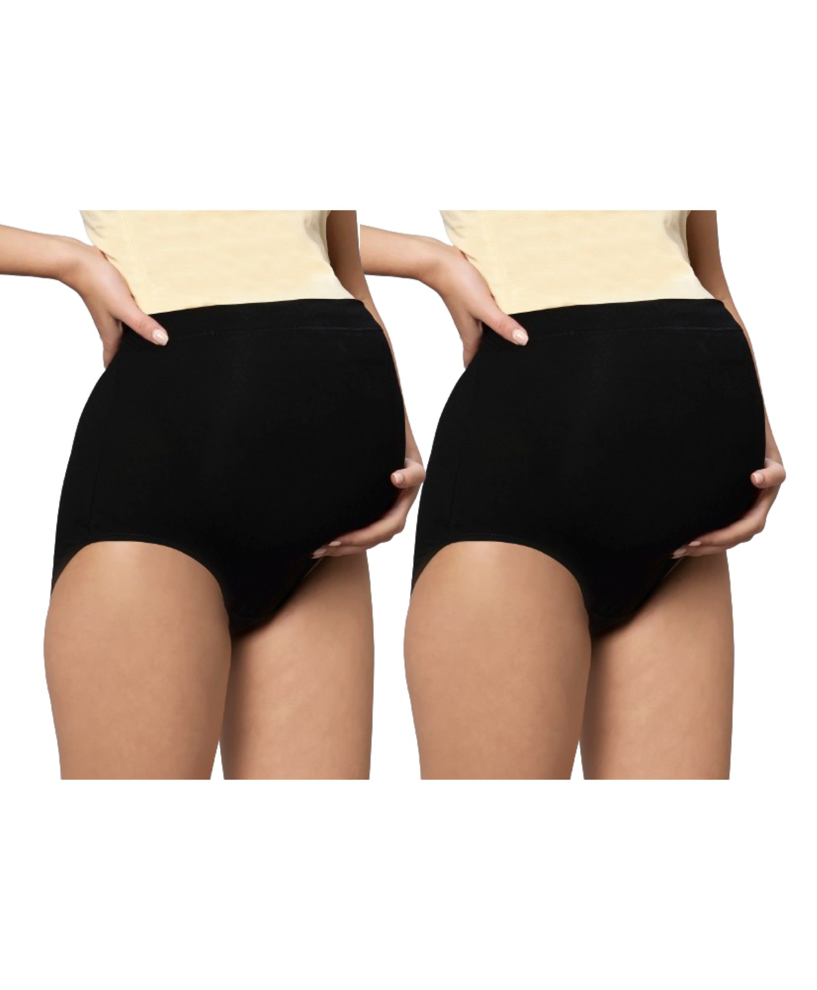TUMMY Bamboo Cotton Pack Of 2 High Waist Maternity Panties Set - Black-picture-37