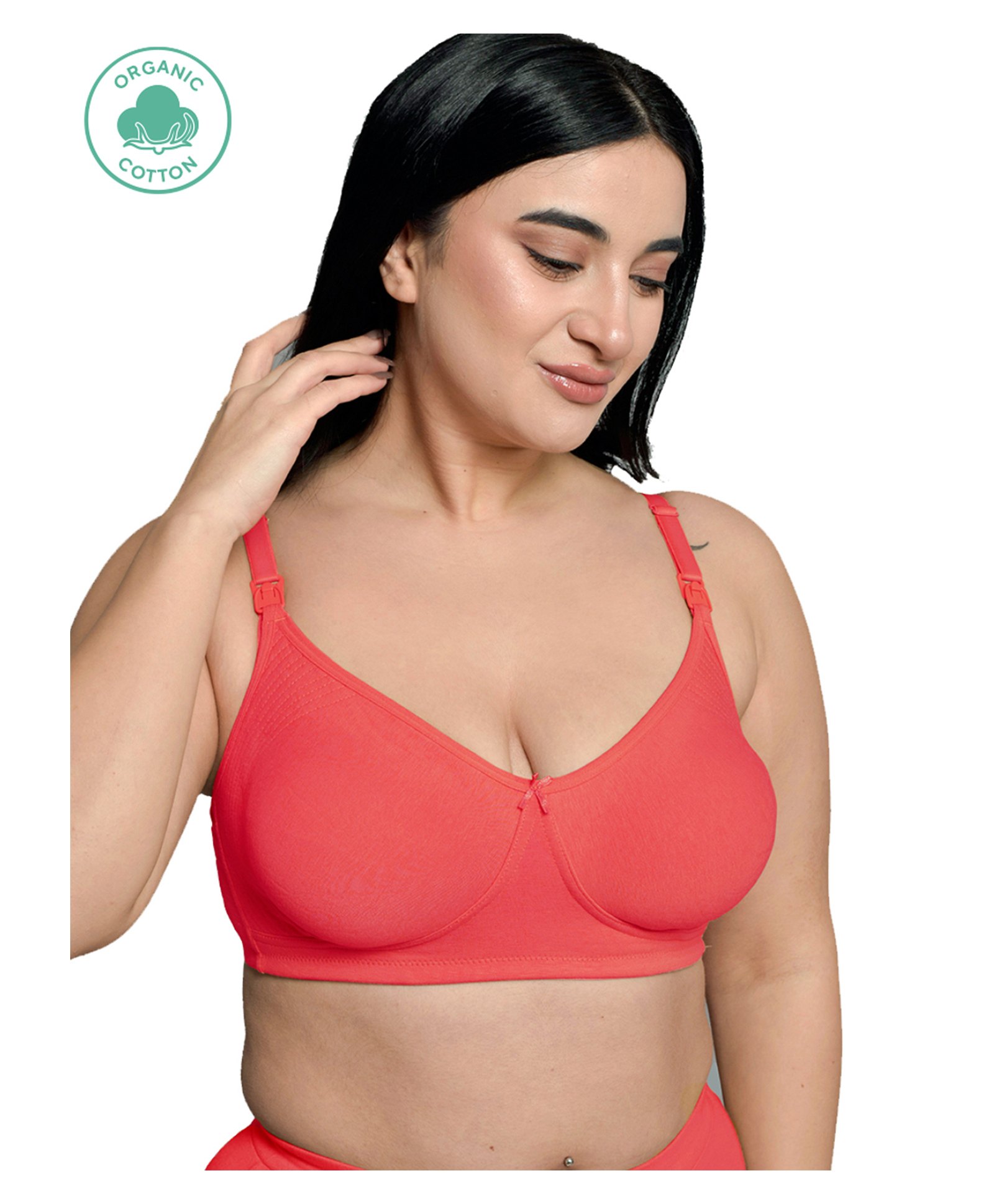 Inner Sense Organic Cotton Sleeveless Solid Maternity Bra With Anti Microbial - Bright Pink-image-15