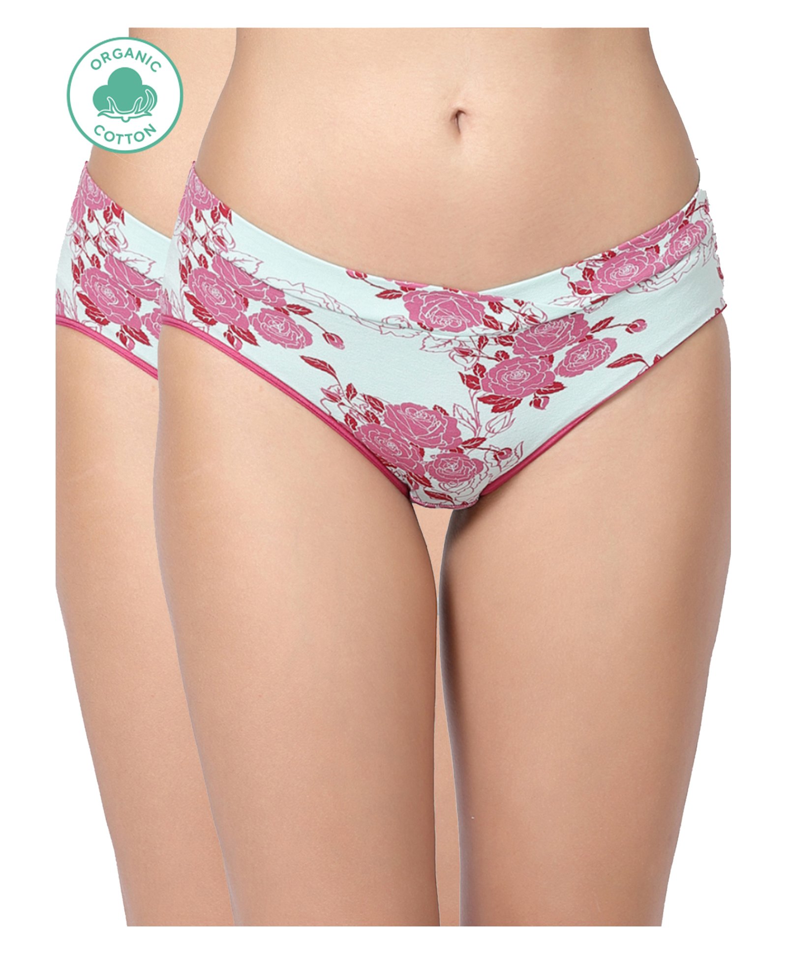 Inner Sense Organic Cotton Pack Of 2 Floral Printed Anti Microbial Maternity Panties - Pink-picture-25