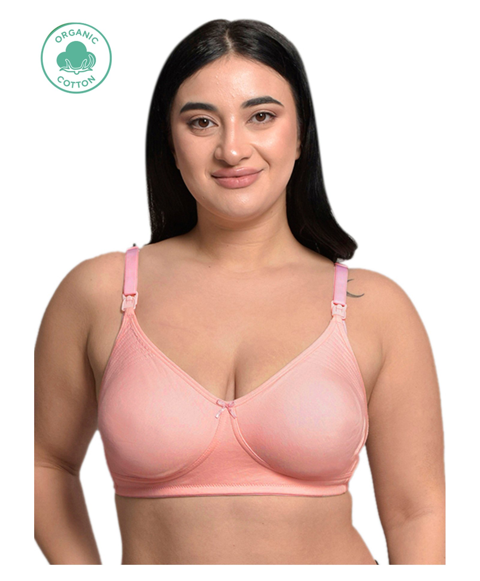 Inner Sense  Organic Cotton Solid Anti Odour Anti Microbial  Maternity Bra - Pink-image-34