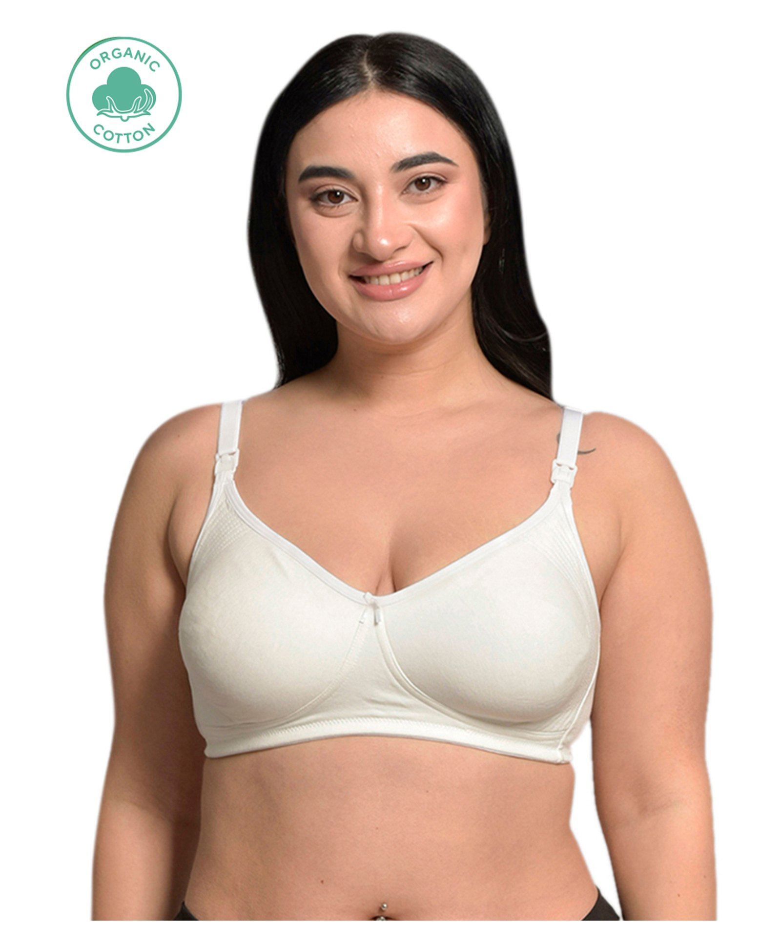 Inner Sense Organic Cotton Sleeveless Solid Anti Odour & Anti Microbial Maternity Bra - Milky White-picture-28