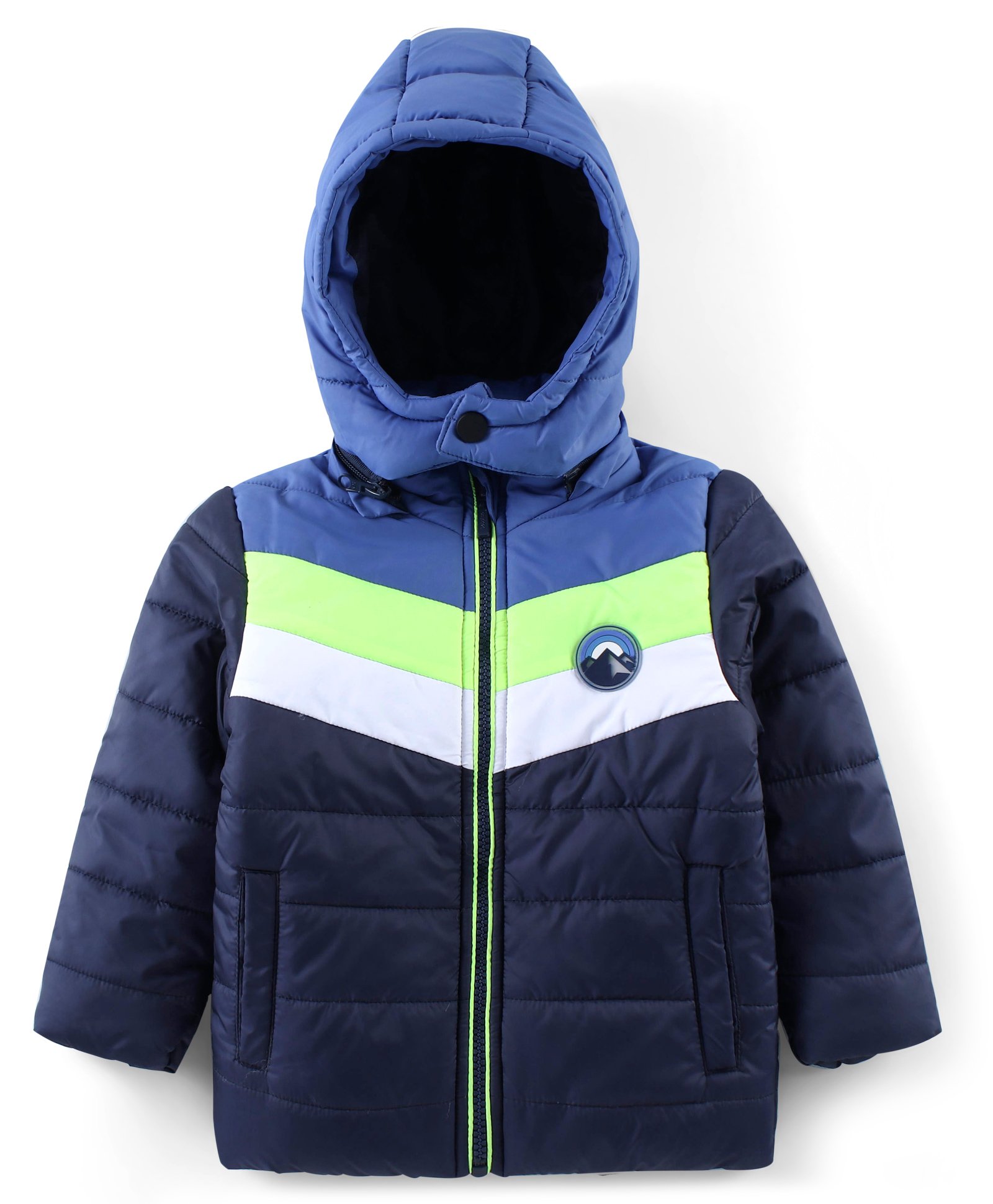 Babyhug Woven Full Sleeves Solid Jacket with Detachable Hood & Mountain Patch - Navy Blue-image-39