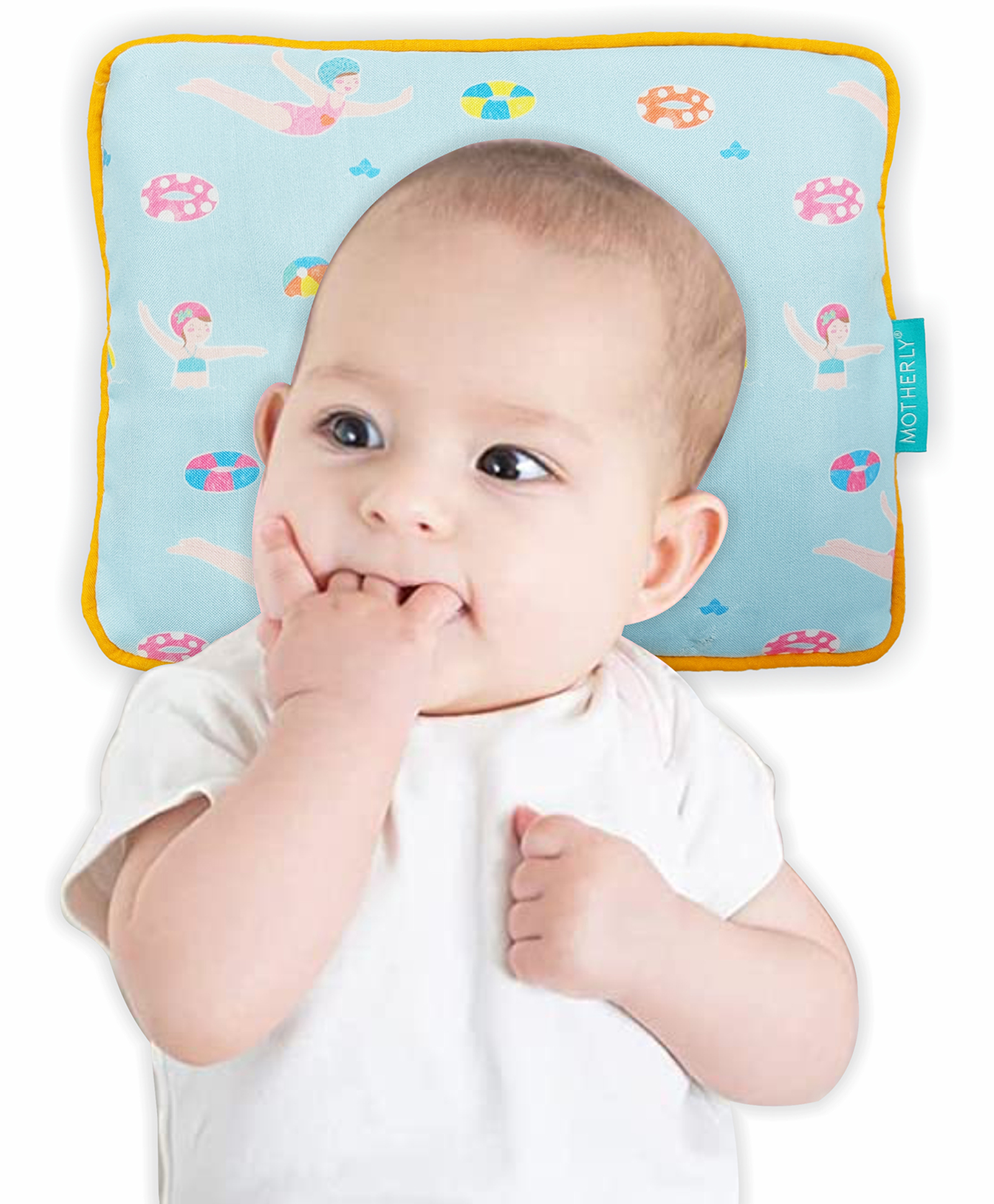 Motherly Mustard Seeds (Coated with Neem Oil) Pillow for Newborn Baby | Round Head Shaping Baby Pillow | Gifting 0-12 Months (Cotton, Swimming Print)-image-44