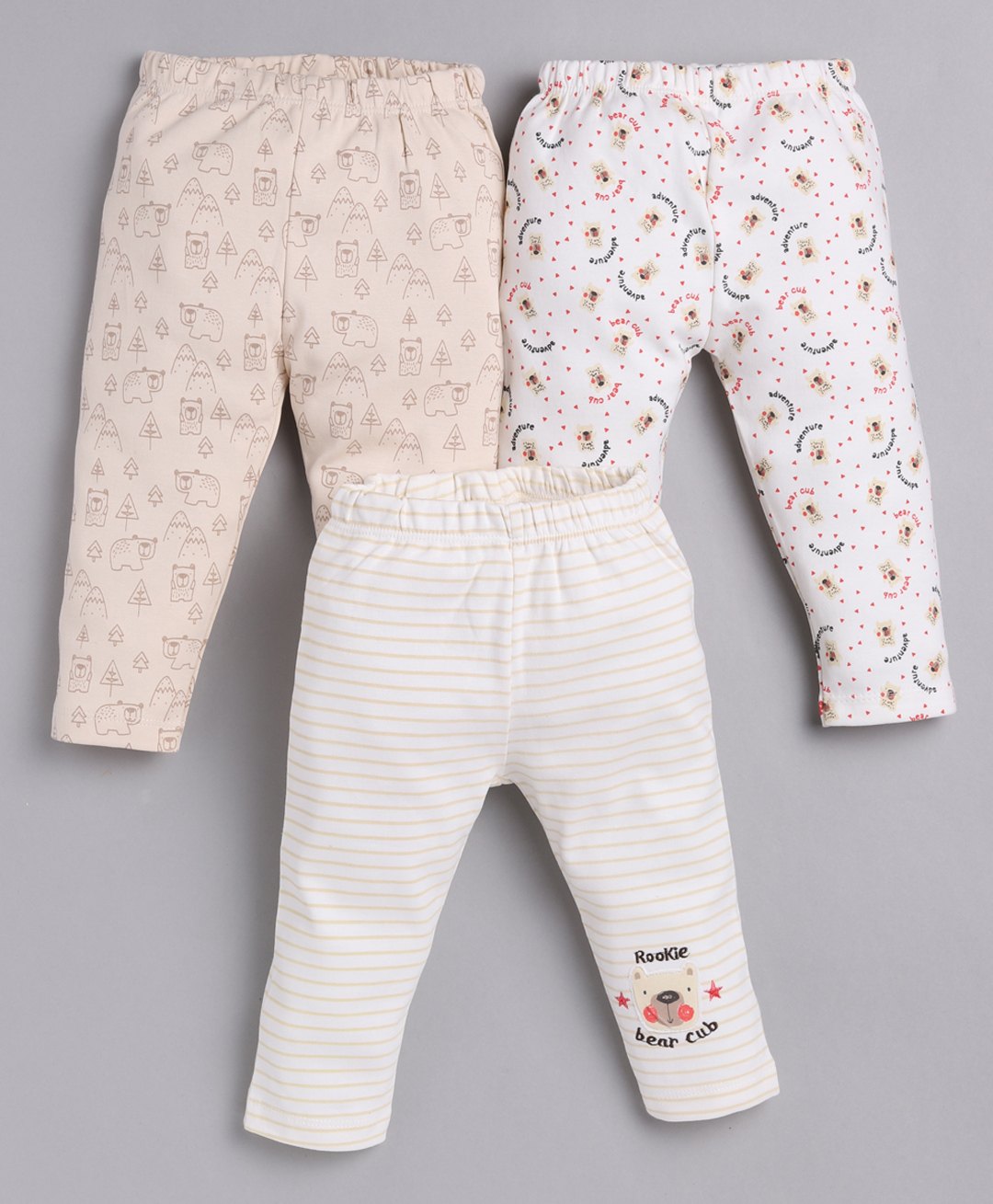 BABY GO Pack Of 3 Bear Printed Pajamas - Beige-image-46