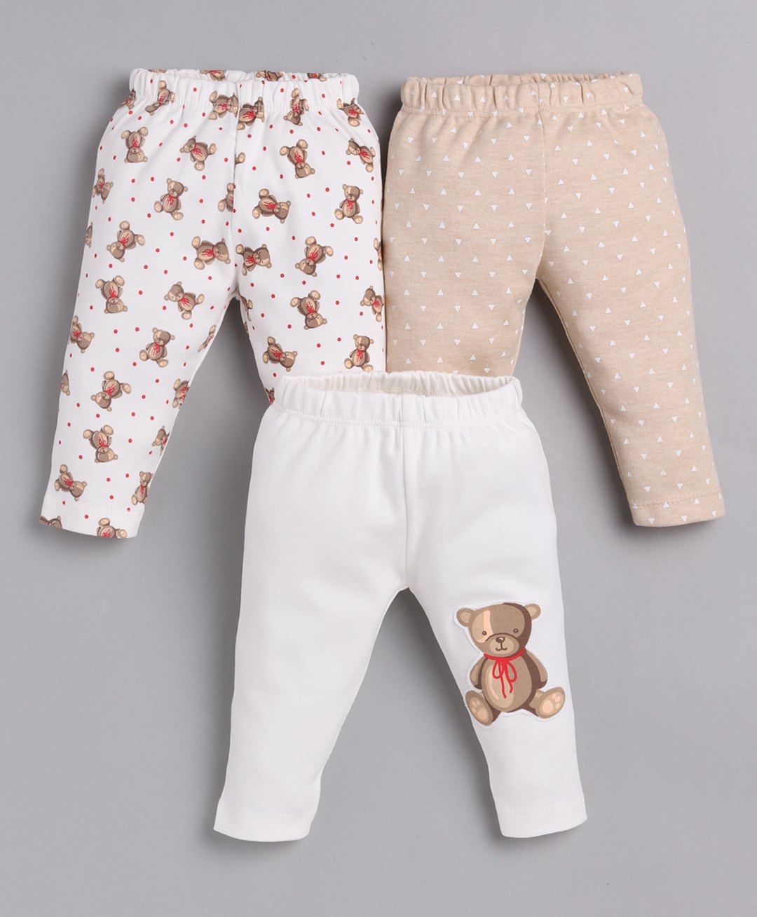 BABY GO Pack Of 3 Bear Printed Pajamas - Beige-image-47