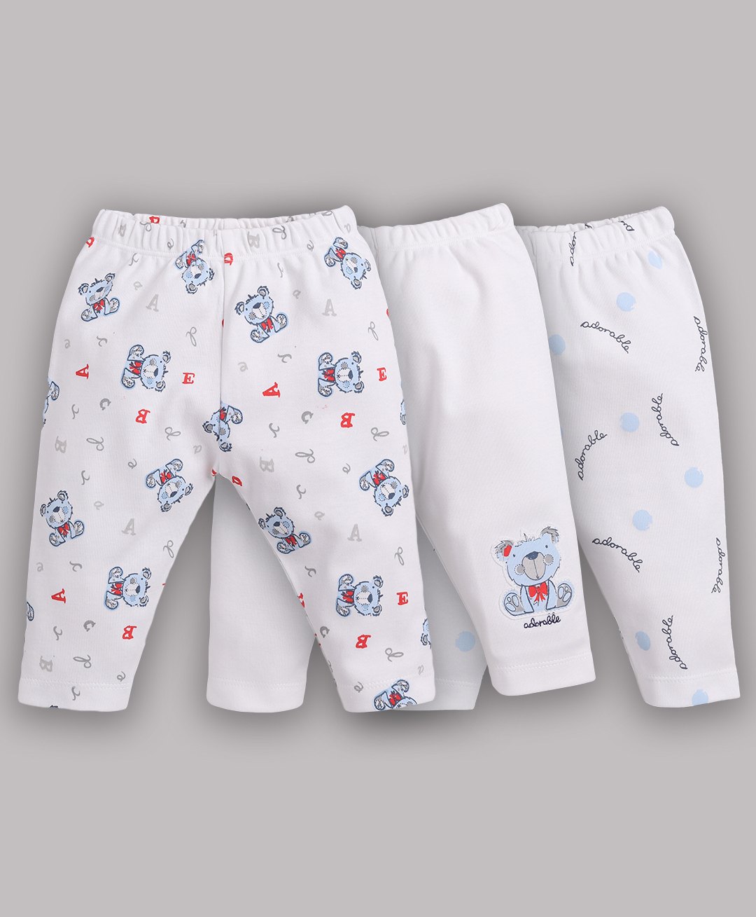 BABY GO Pack Of 3 Teddy Bear Printed Pajamas - White-picture-24