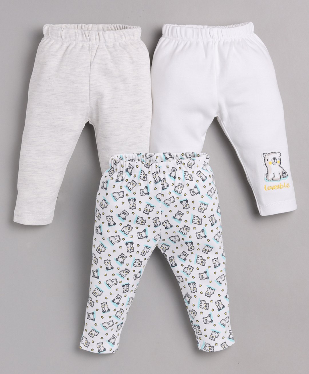 BABY GO Pack Of 3 Bear Printed Pajamas - White-image-44