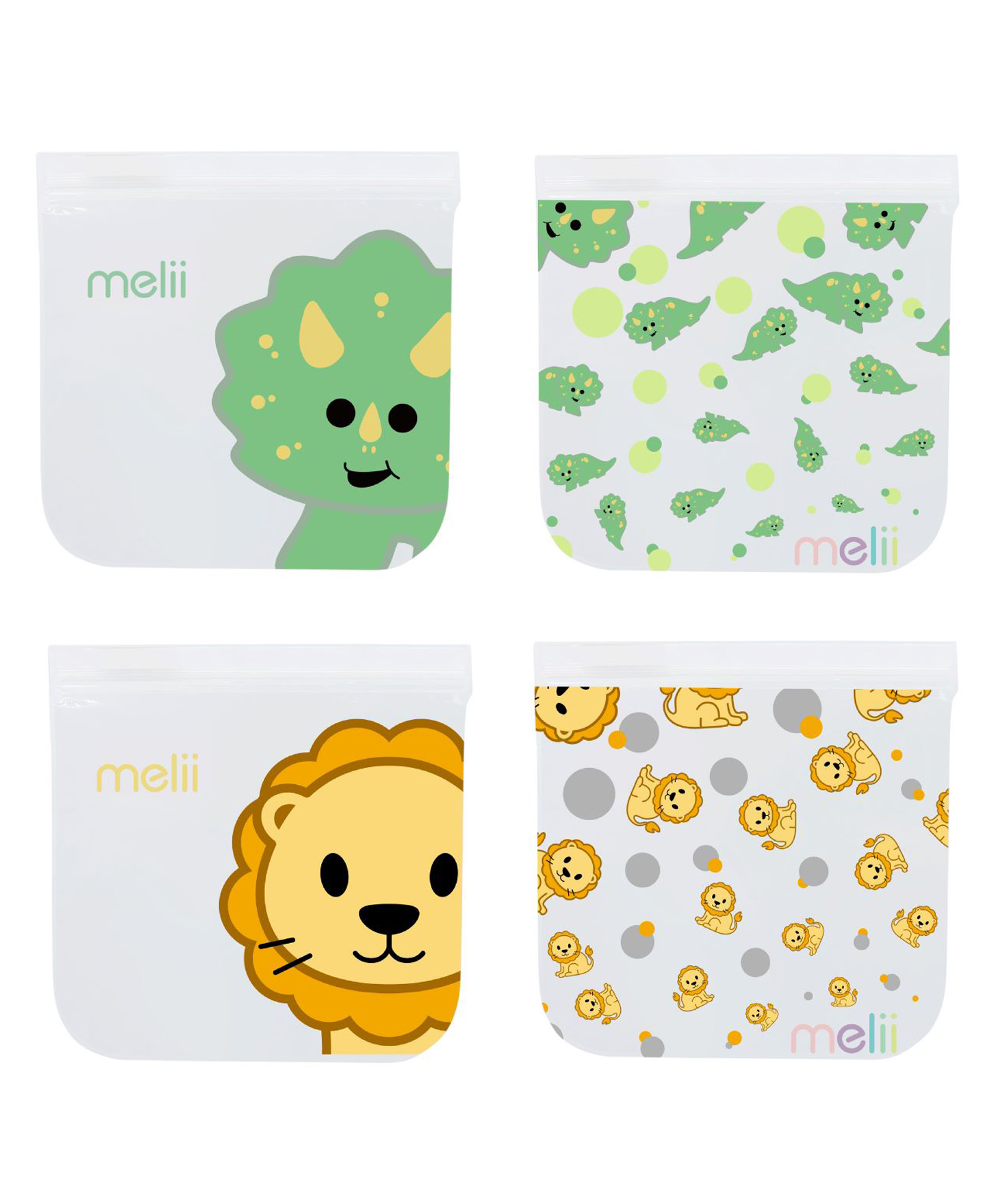 Melii Reusable Eva Animal Snack Bags - 4 pack Multicolor-picture-23