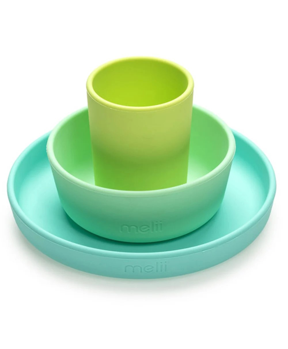 Melii 3 Piece Silicone Feeding Set  Lime, mint, blue-image-45