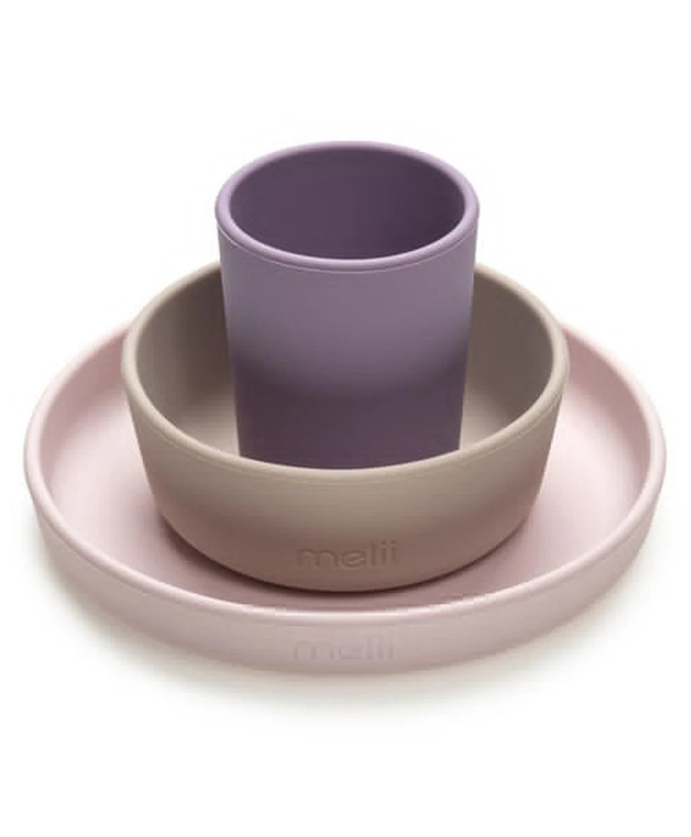 Melii 3 Piece Silicone Feeding Set  Purple, grey, pink-image-7