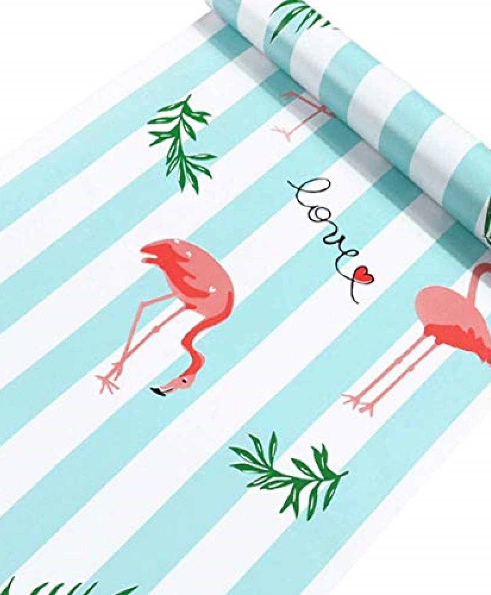 Jaamso Royals Multi Flamingo with Leaves Design Vinyl Home Décor Wallpaper (200 cm X 45 cm)-image-31