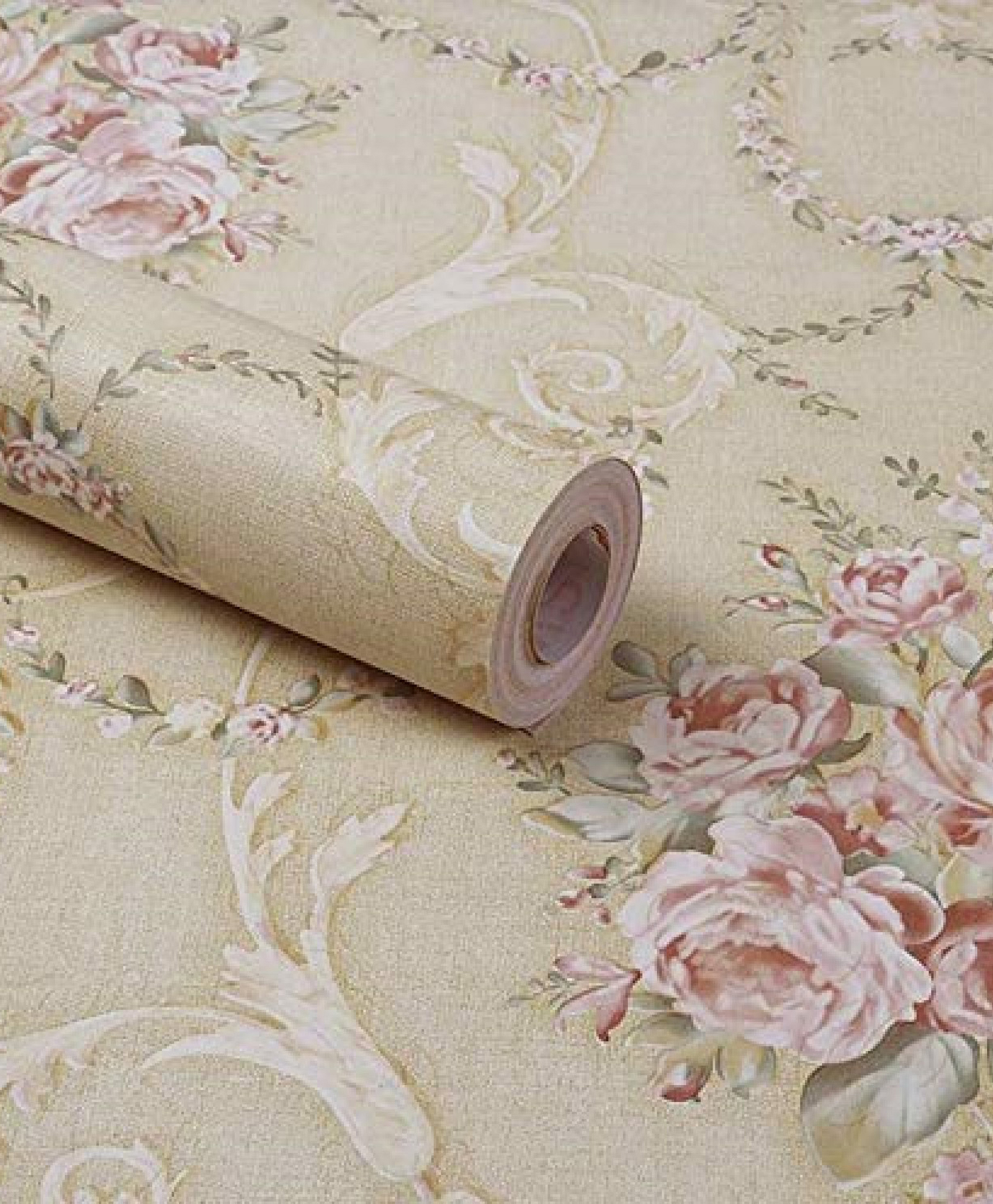Jaamso Royals Cream & Pink Damask Wallpaper | Self-Adhesive | Peel and Stick-picture-37