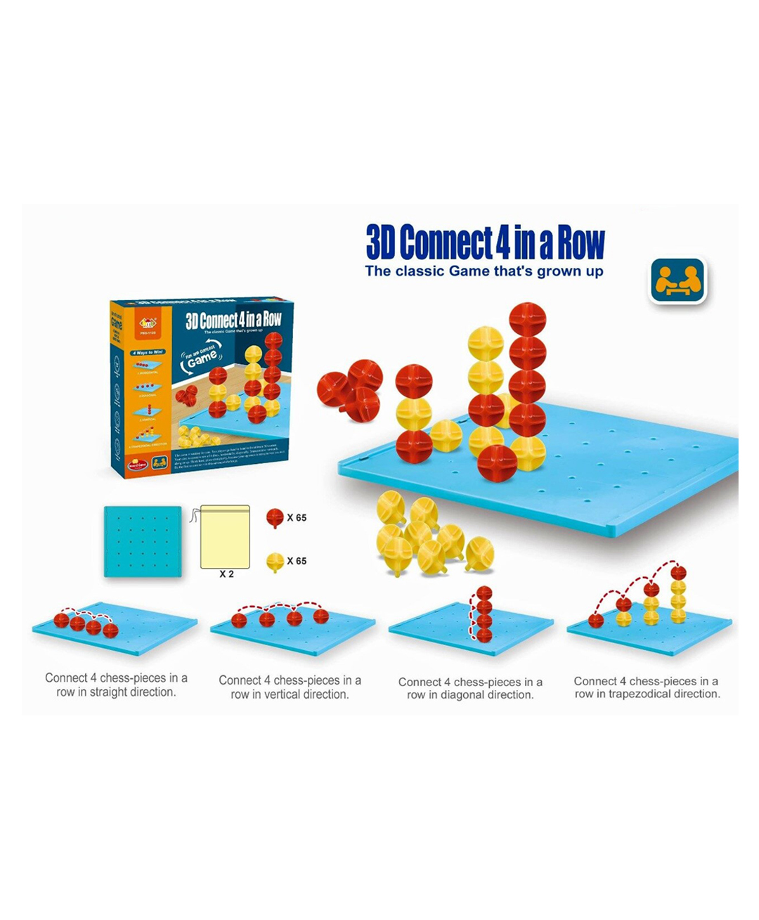 AKN TOYS Board Game 3D Connect 4 In A Row Game The Classic Game That Is Grown Up Fun And Puzzle Game  - Multicolor-picture-14