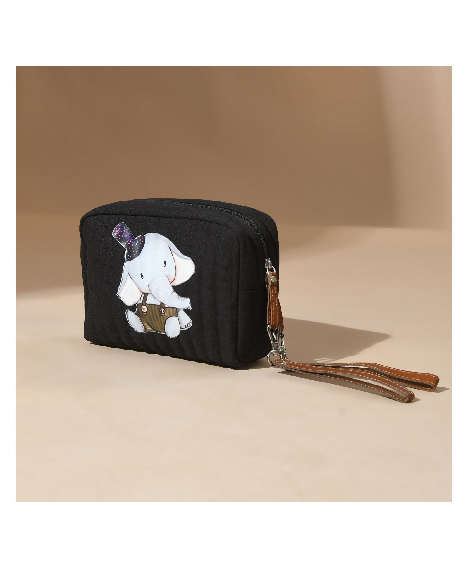 Muffa Elephant Printed Utility Kit - Black-image-13