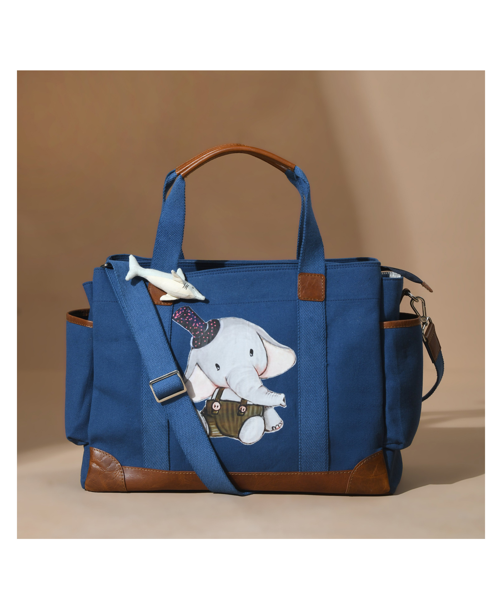 Muffa Baby Elephant Printed Diaper Bag Blue-image-47