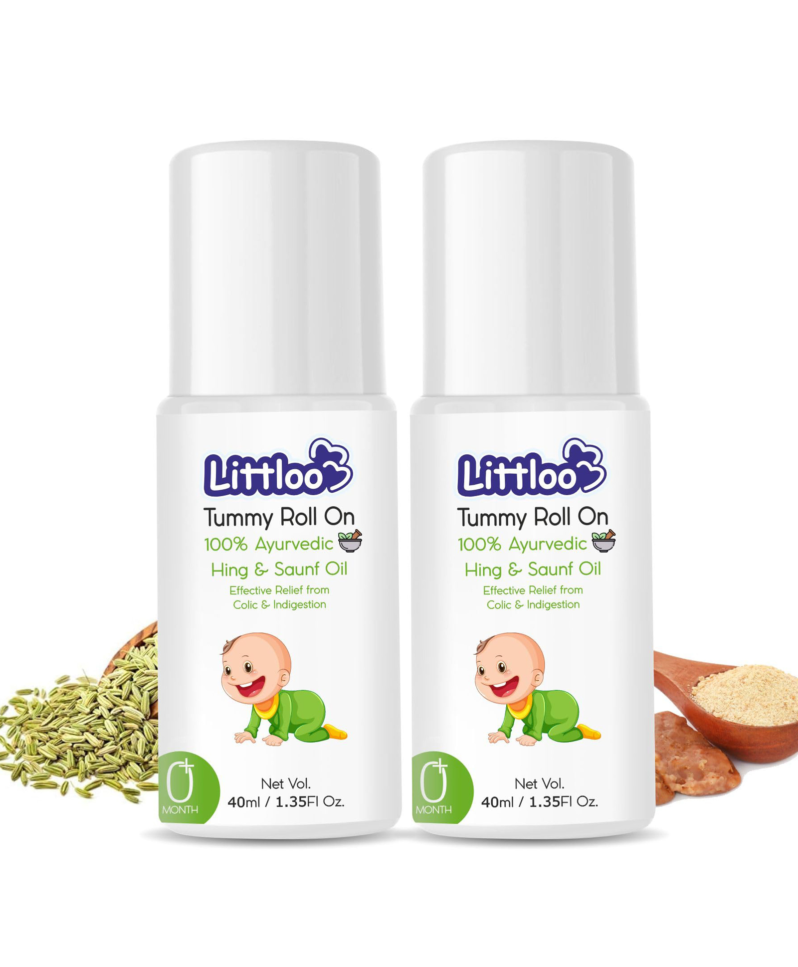 Littloo Tummy Roll-On for Kids | Relief from colic pain and indigestion | Enriched With Hing and Saunf - 40 ml (Pack of 2)-image-14